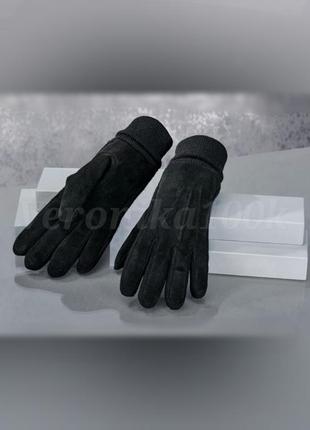 Черные замшевые перчатки рукавицы натуральная замша esmara  7,5