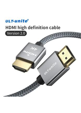 Кабель мультимедийный HDMI v2.0 4K UltraHD 3 метра в оплетке Grey