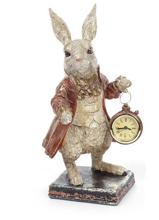 Декоративная фигура с часами Белый Кролик 30см
