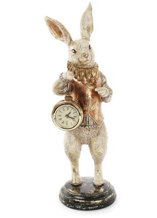 Декортивная статуэтка с часами Белый кролик 34.5см, цвет - золото