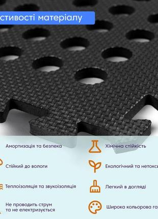 Пол пазл перфорированный - модульное покрытие черное 625x625x10мм