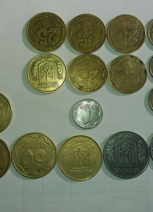 Монети 1992р. 5, 1, 25, 50,