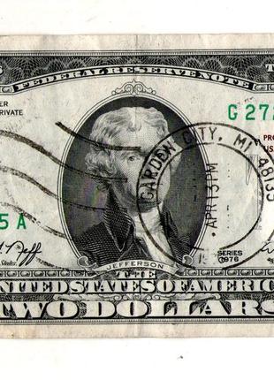 США 2 долара 1976 рік ювілейні з маркою №355