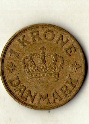 Данія - Дания › Король Кристиан X 1 крона 1939 рік №847