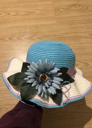 Шляпа летняя с цветком на девочку