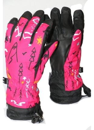 Детские перчатки Echt горнолыжные, розовый (C069-pink) - 6-7 лет