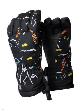 Детские перчатки Echt горнолыжные, черный (C069-black) - 6-7 лет