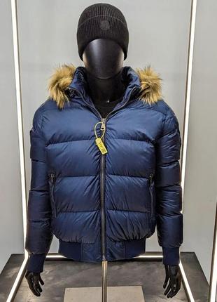 Теплая мужская куртка moncler синего цвета