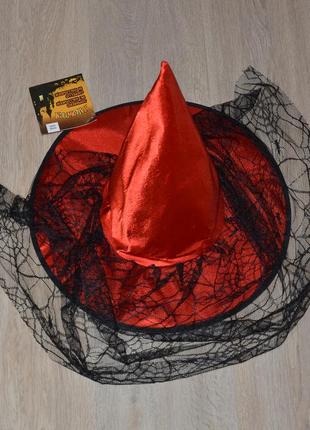 Колпак с вуалью halloween. шляпа ведьма ведьмочка колдунья чар...