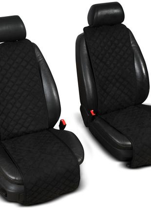 Накидки на сиденье "Эко-замша" узкие (1+1) без лого, цвет черный