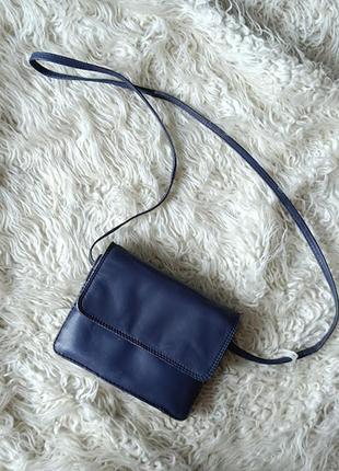 Женская сумка кожа клатч кроссбоди маленький синий nova leathers