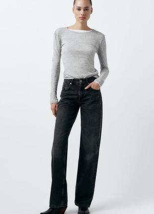 Черный широкие джинсы wideleg zara, размер 34