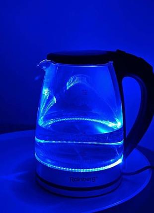 Электрический стеклянный чайник Rainberg RB 2250 с LED подсвет...