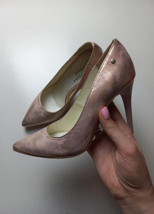 Туфли лодочки розовое золото (м117)