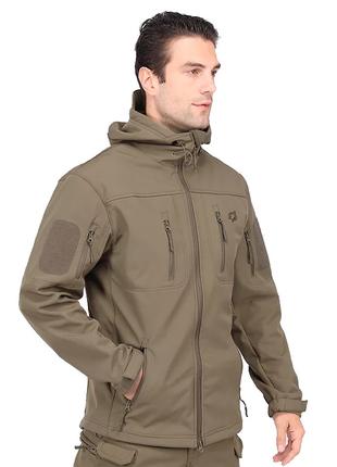 Тактическая куртка Eagle Soft Shell JA-01-0 с флисом Olive Green