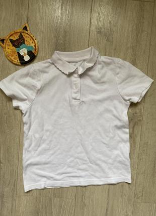 Белая футболка белая поло f&amp;f 6,7 лет