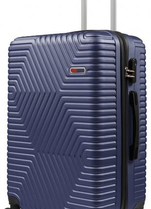 Пластиковый чемодан на колесах средний размер 70L GD Polo синий