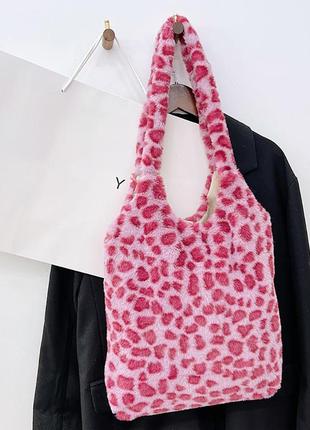 Рожева плюшева сумка шоппер