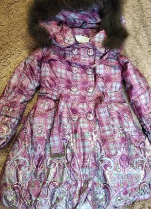 Дитяча зимова куртка для дівчинки, tulle tulip, пух - 70 %,140...