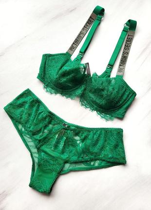 Комплект женского кружевного белья victoria's secret зеленый