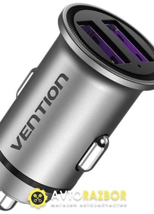 Автомобільний зарядний пристрій Vention Two-Port USB A+A(30/30...