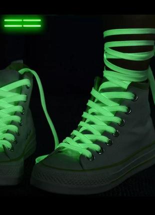 Флуоресцентные шнурки 140 см. фликер на кроссовки кеды ботинки...
