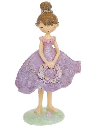 Декоративная статуэтка Девочка с цветочным венком, 20.5см, цве...