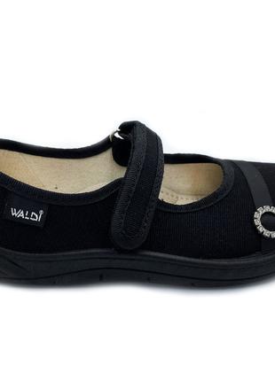 Тапочки на липучках для девочек Waldi 320-851/30 Черный 30 размер