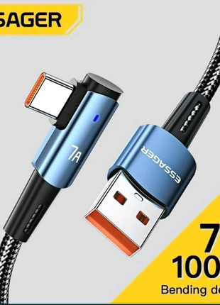 Кабель Essager Type C to USB 90° 100W 2 метра