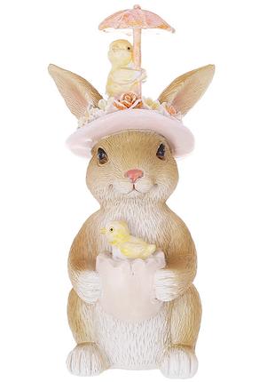 Декоративная статуэтка Кролик с зонтиком на шляпе 7,5*7*14,5см