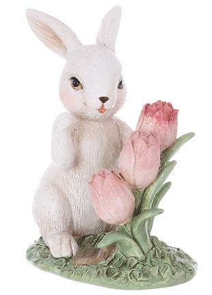 Декоративная статуэтка Кролик с тюльпанами 9,5*6*11см