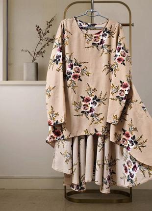 Блуза удлиненная в цветочный принт shein большой размер