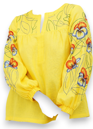 Блуза бережанка желтая галерея льна, 44-56рр.