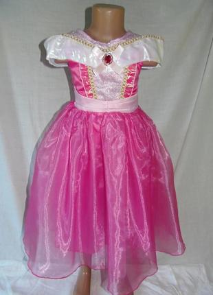 Розовое карнавальное платье принцессы авроры на 4-5 лет