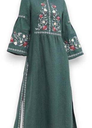 Сукня черемшина зелена галерея льону, 42-54рр