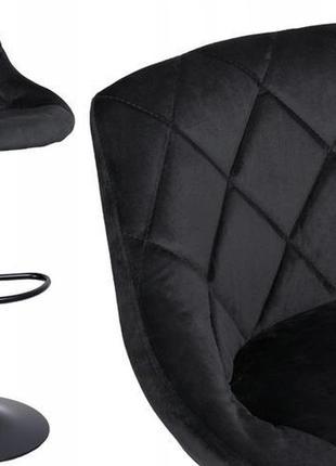 Барний стілець зі спинкою bonro b-074 велюр чорне з чорною осн...