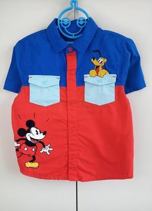 Красивая модная нарядная летняя рубашка мики маус mickey mouse...