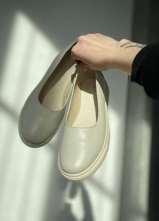 Кожаные балетки туфли из натуральной кожи