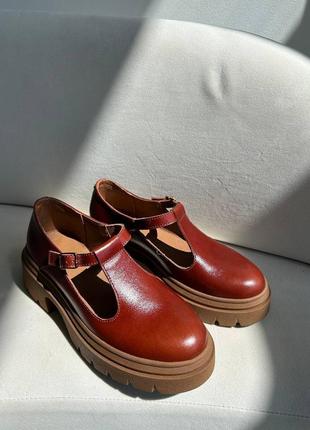 Кожаные туфли в стиле mary jane из натуральной кожи сандалии