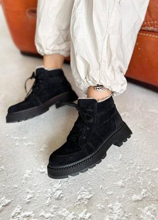 Замшевые ботинки на шнуровке боты из натуральной замши
