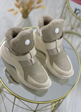 Черевики зима ❄️ шкіряні ботинки кожаные на липучке зимние
