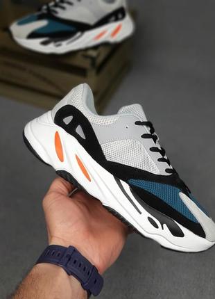 Adidas yeezy boost 700 серые с черным и зеленым кроссовки мужс...