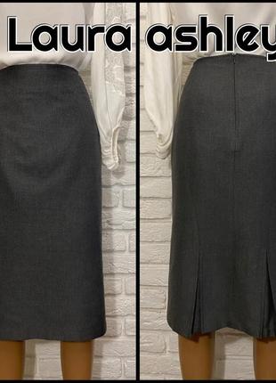 Дизайнерская прямая юбка карандаш laura ashley, серая, миди, в...