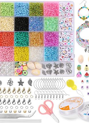 Набор для создания браслетов, фенечек, ожерелий - 22 цвета бис...