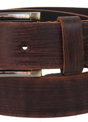 Мужской кожаный ремень под джинсы Skipper коричневый 3,8 см