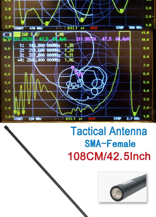 Антена Abbree 48 см 108 см UHF VHF Sma-f складна тактична гнучка