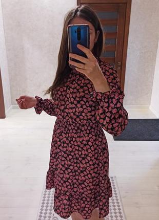 Платье шифоновое в цветочный принт shein размер s-m