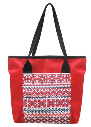 Невелика жіноча сумочка з українським орнаментом, червона сумо...