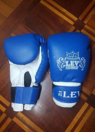 Боксерські рукавиці lev шкірзам сині