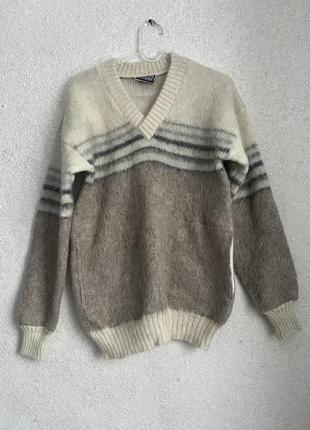 Винтажный супер теплый шерстяной свитер с кармашками